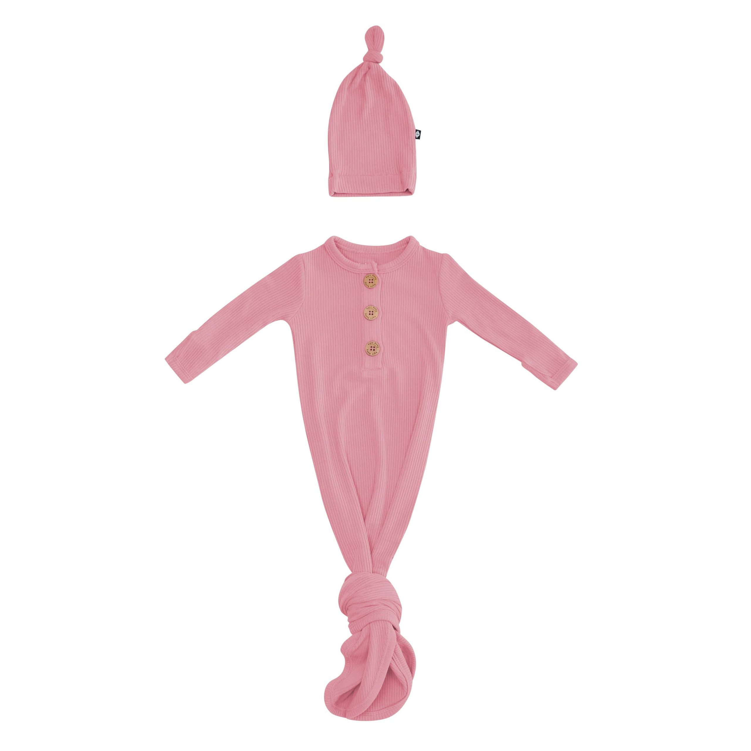 Ribbed Knotted Gown with Hat Set in Apple Blossom - Image 2