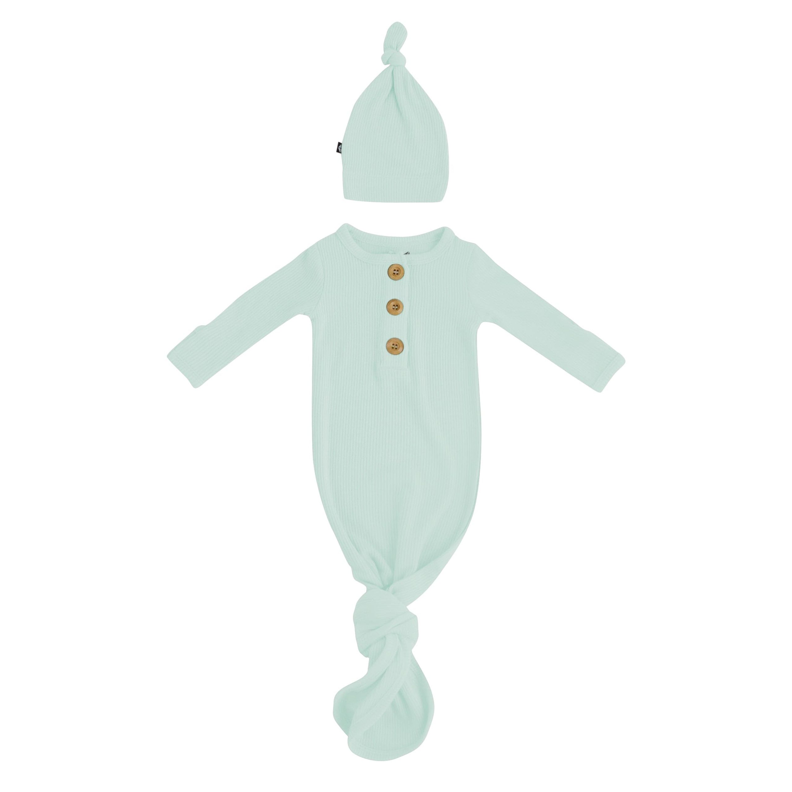 Ribbed Knotted Gown with Hat Set in Sage - Image 2