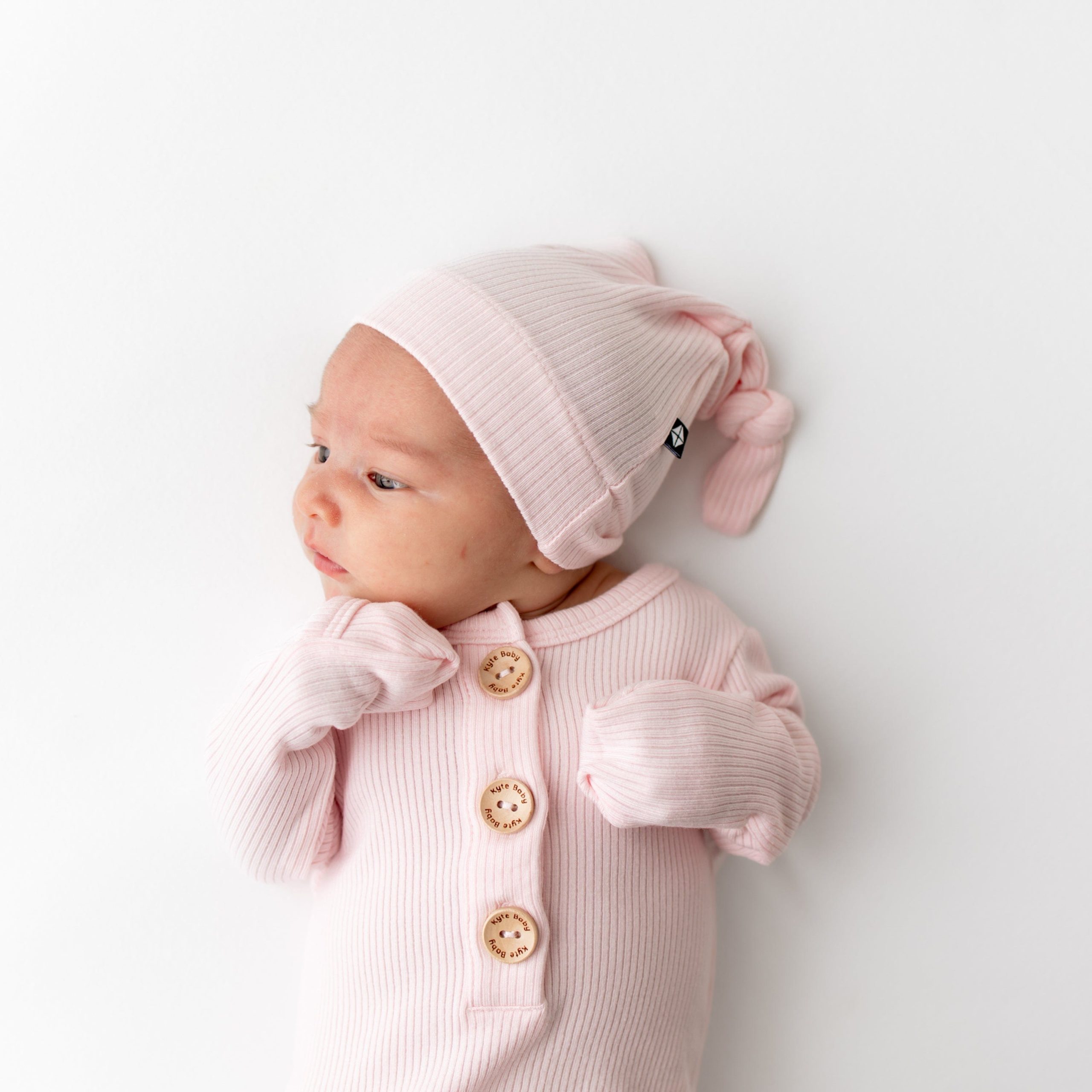 Ribbed Knotted Gown with Hat Set in Sakura - Image 3