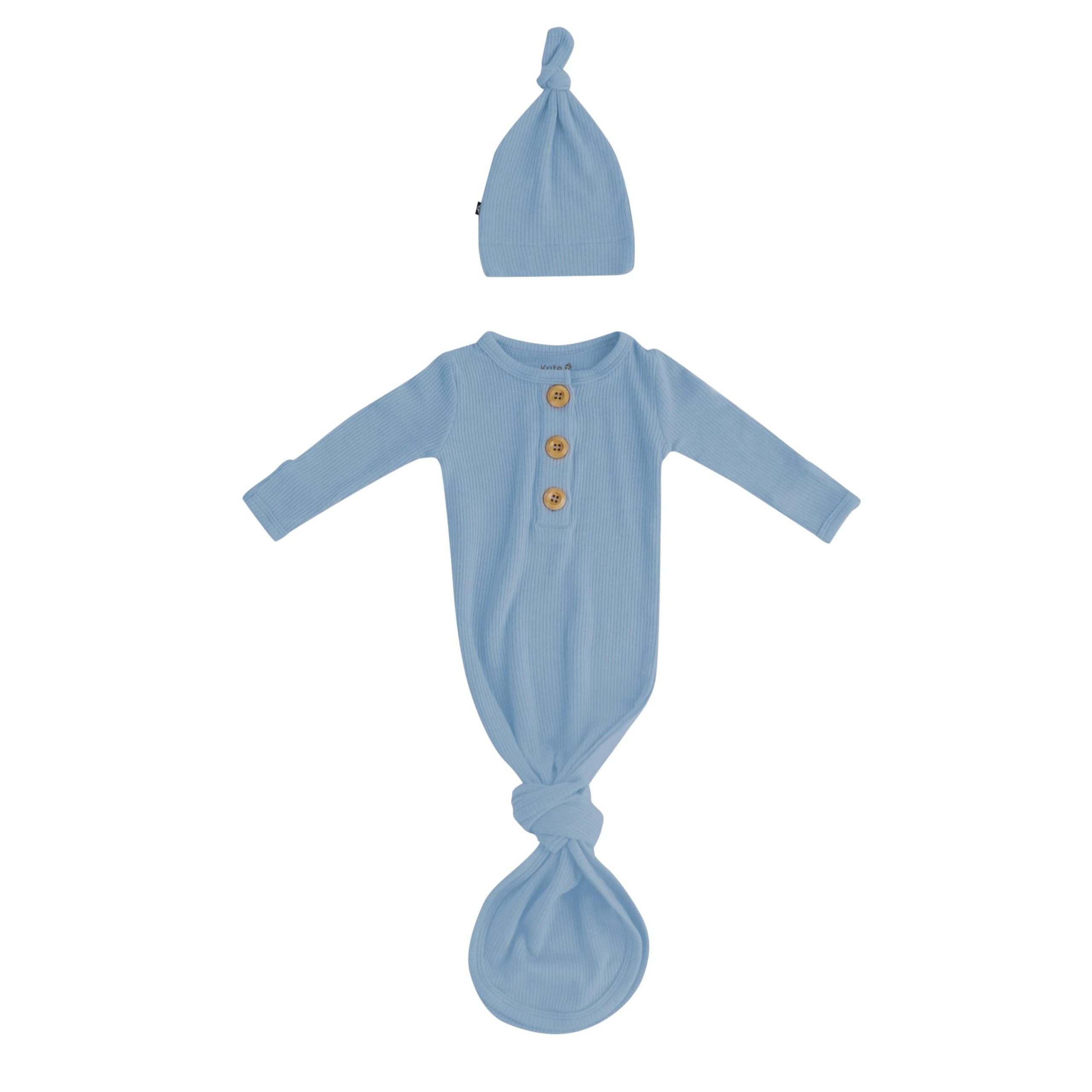 Ribbed Knotted Gown with Hat Set in Slate - Image 2