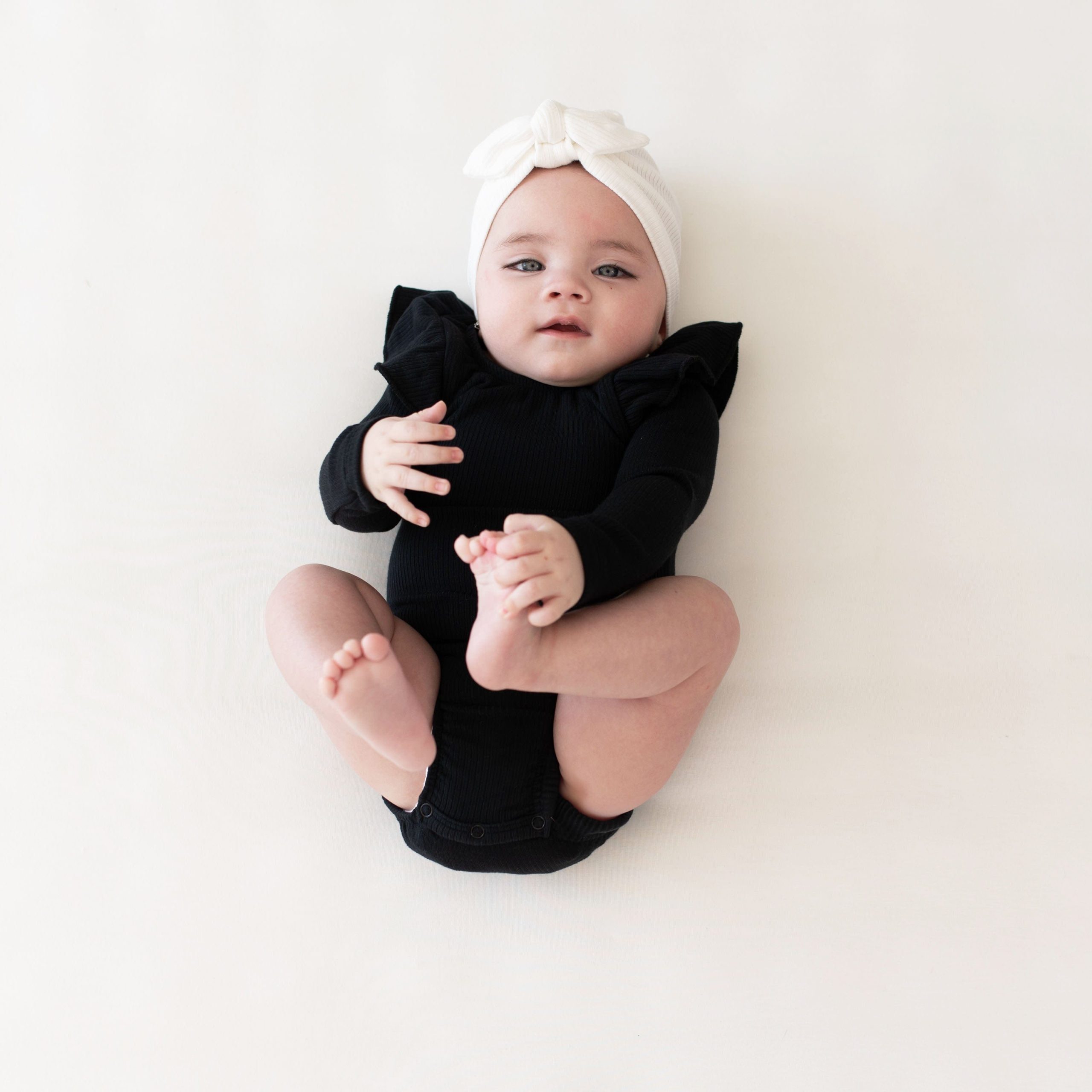 Ribbed Long Sleeve Ruffle Leotard in Midnight - Image 3
