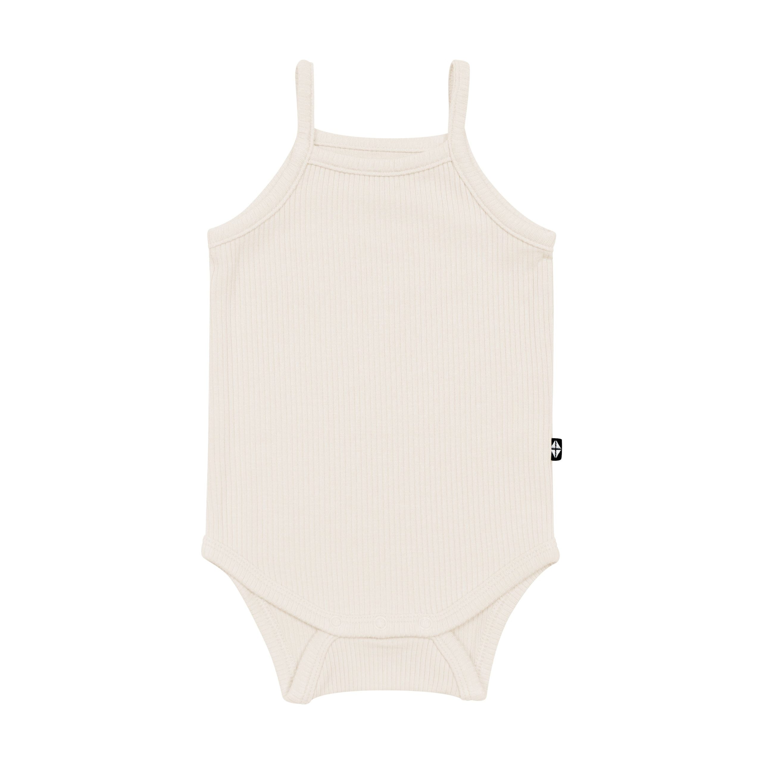 Ribbed Spaghetti Strap Bodysuit in Oat - Image 2