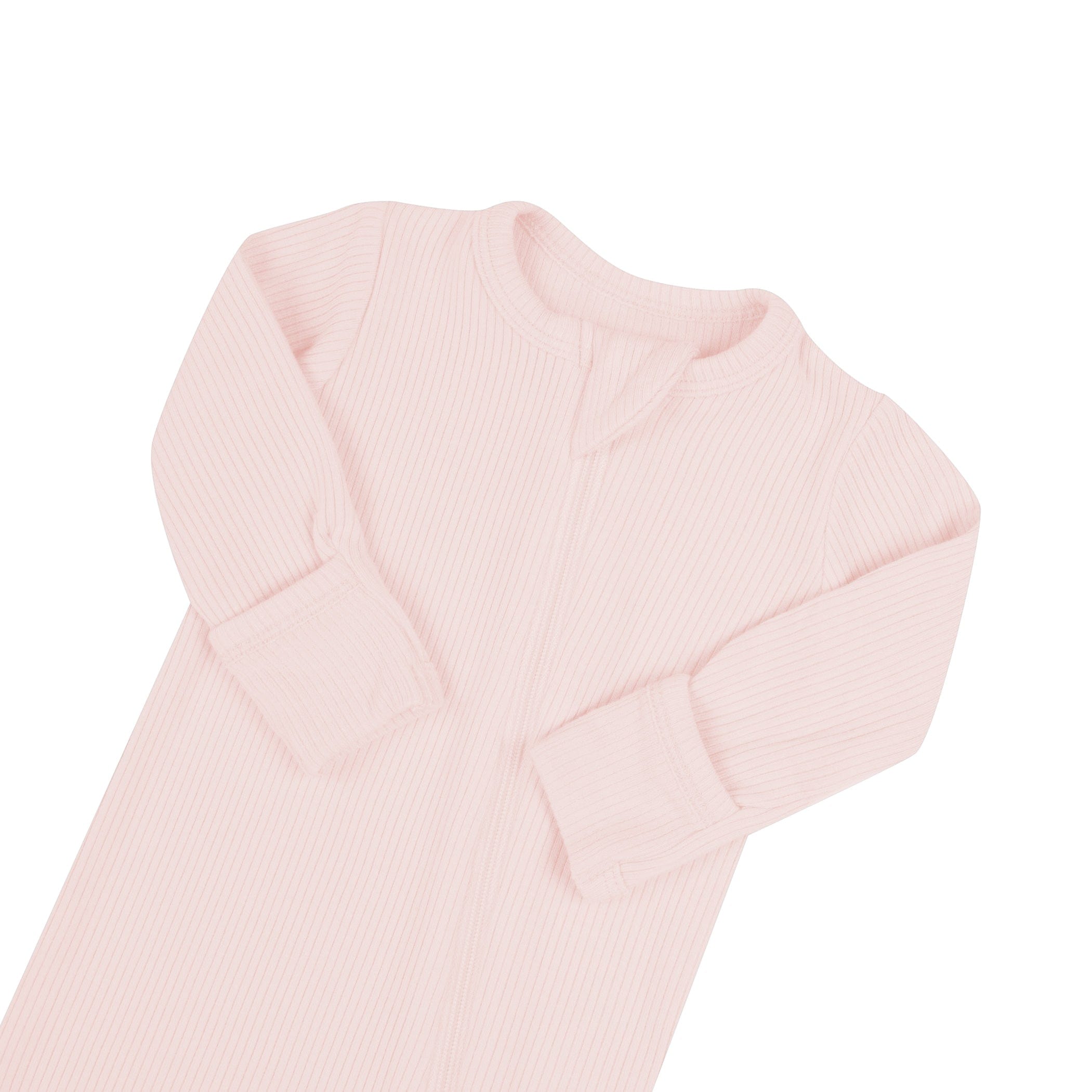 Ribbed Zipper Footie in Blush - Image 6