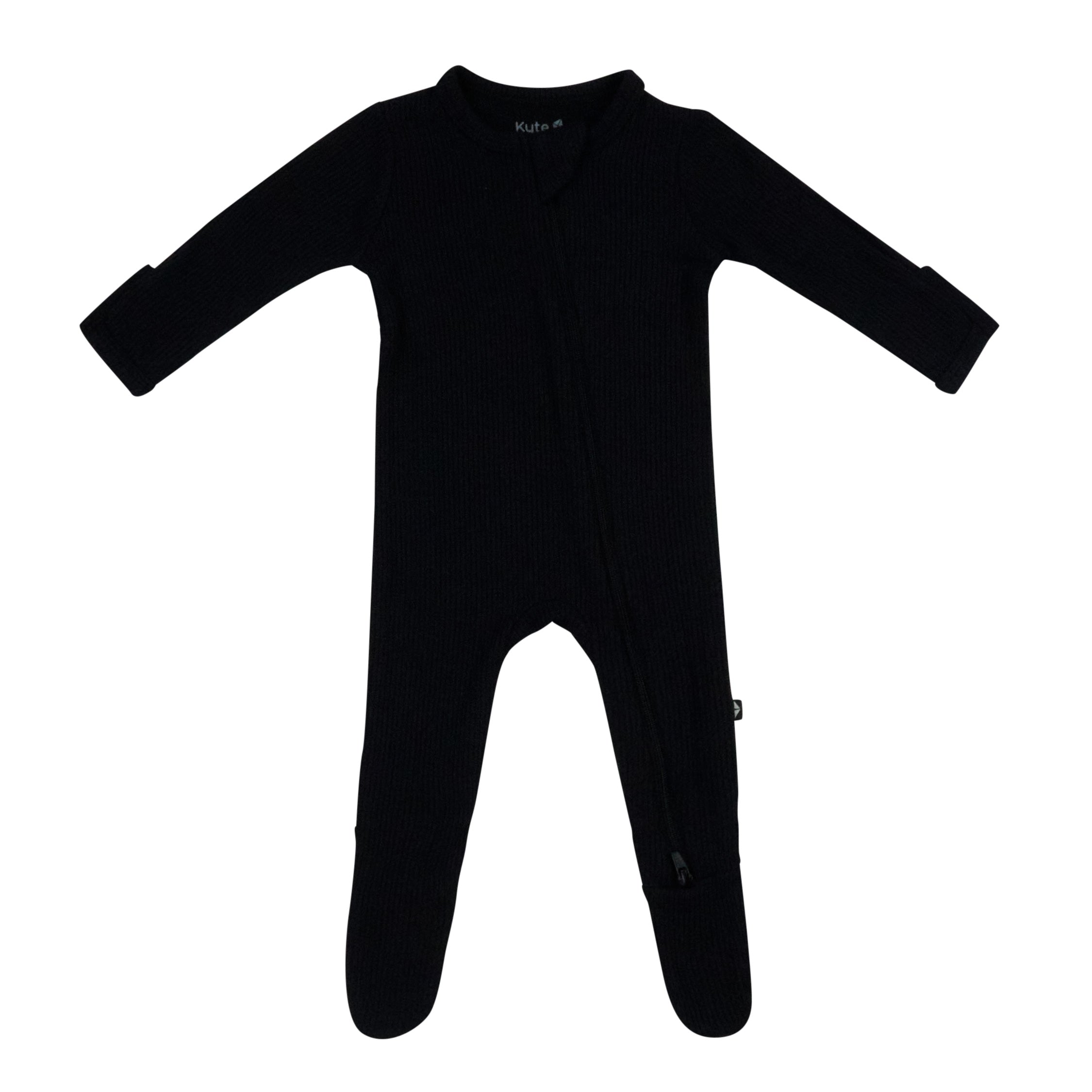 Ribbed Zipper Footie in Midnight - Image 2