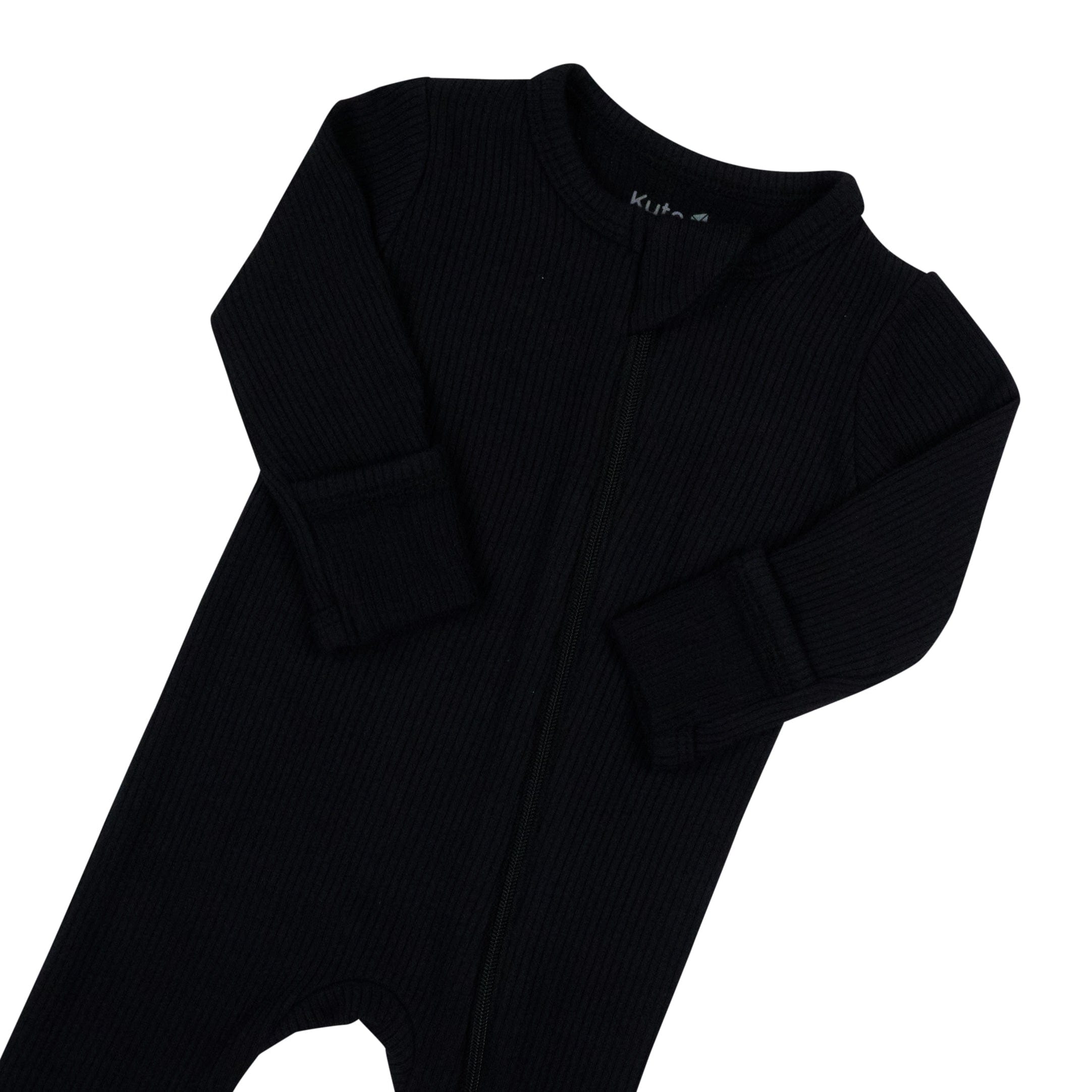 Ribbed Zipper Footie in Midnight - Image 4