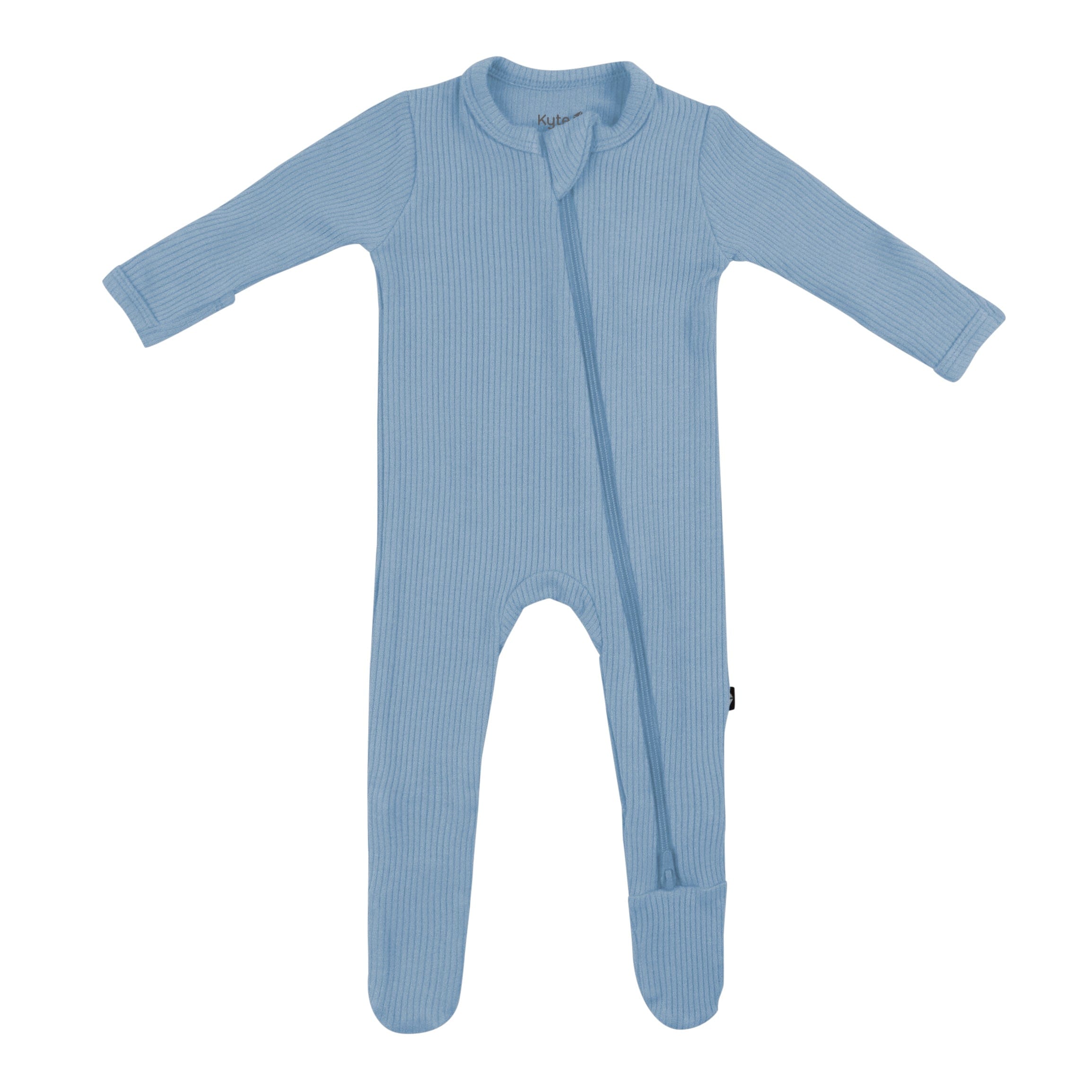Ribbed Zipper Footie in Slate - Image 2