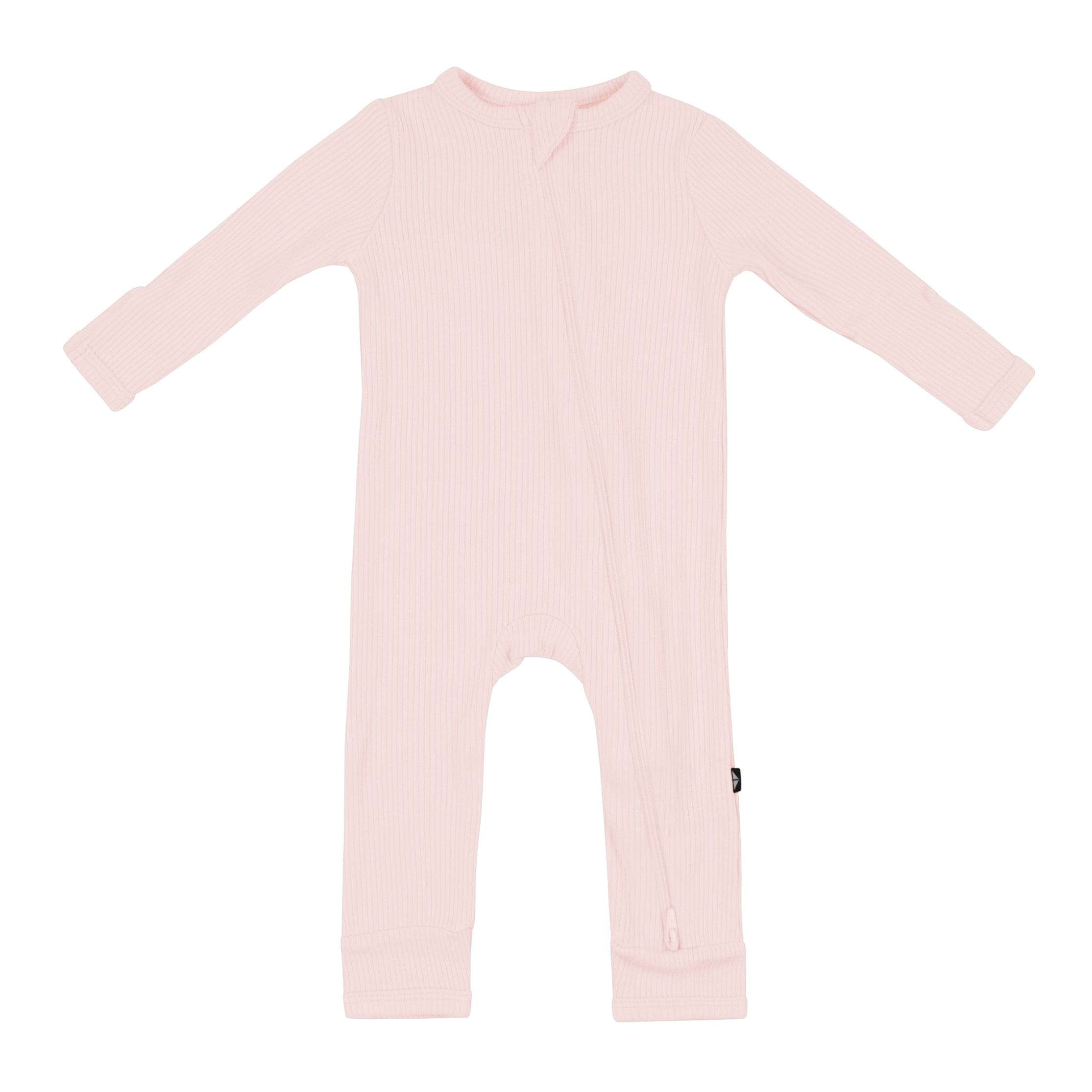 Ribbed Zipper Romper in Blush - Image 2