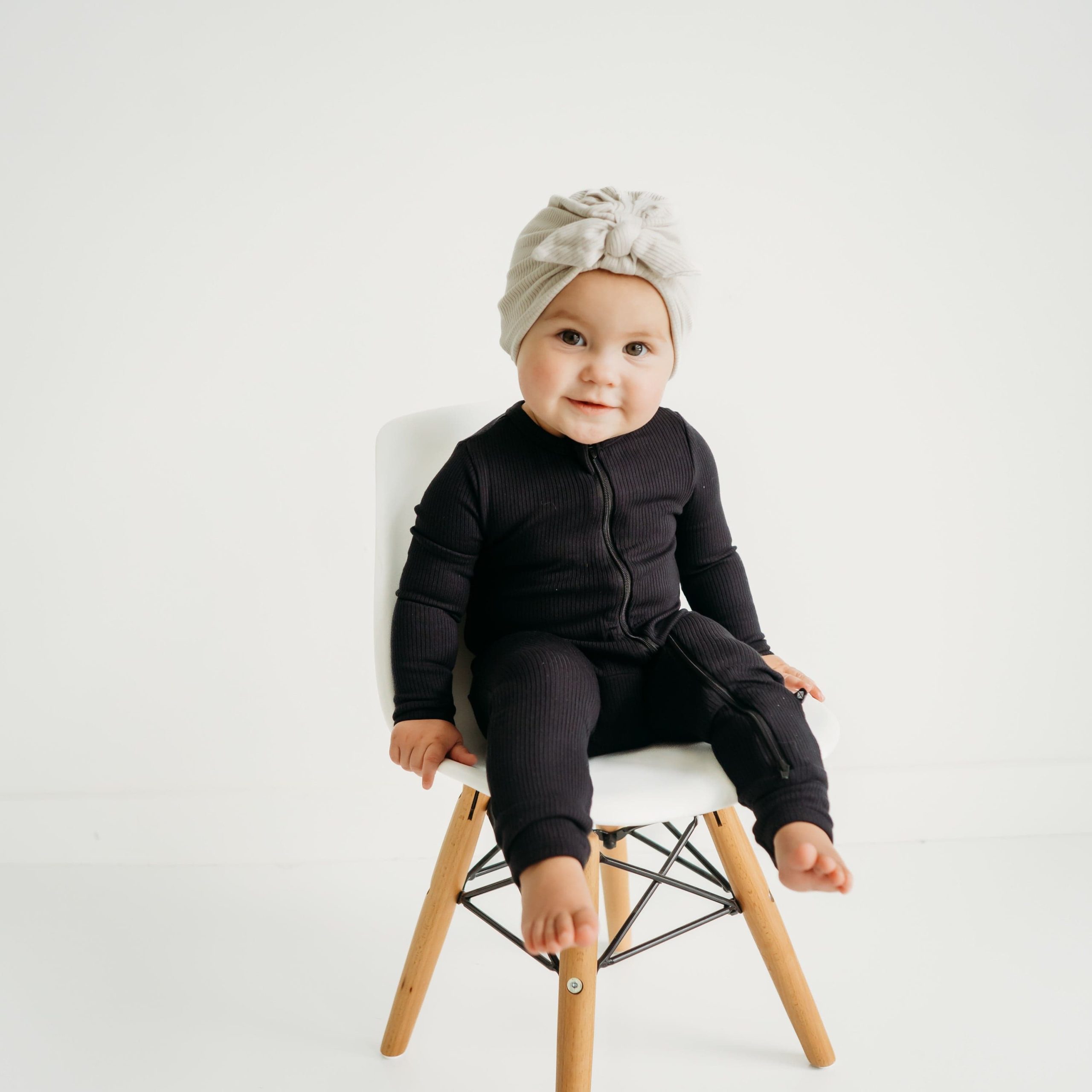 Ribbed Zipper Romper in Midnight - Image 3