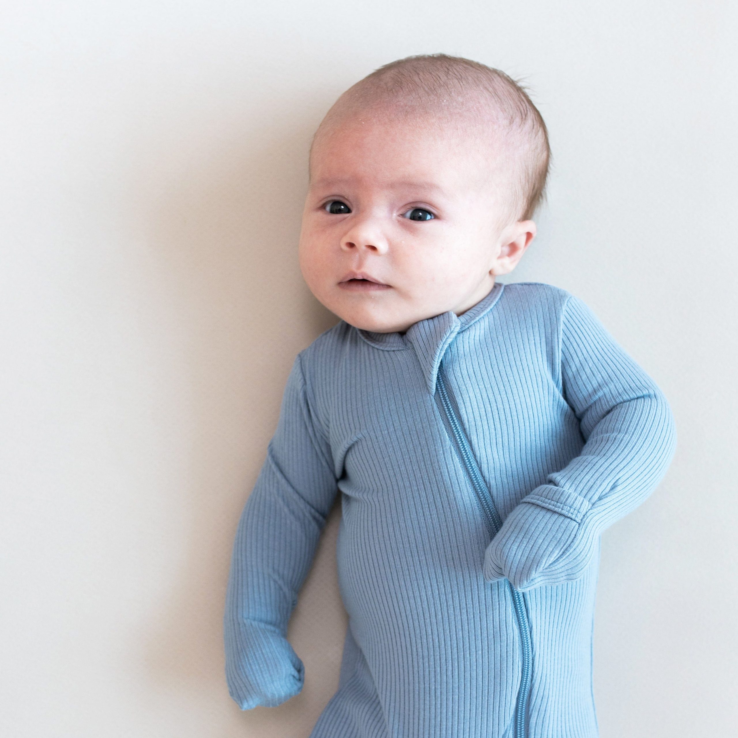 Ribbed Zipper Romper in Slate - Image 3
