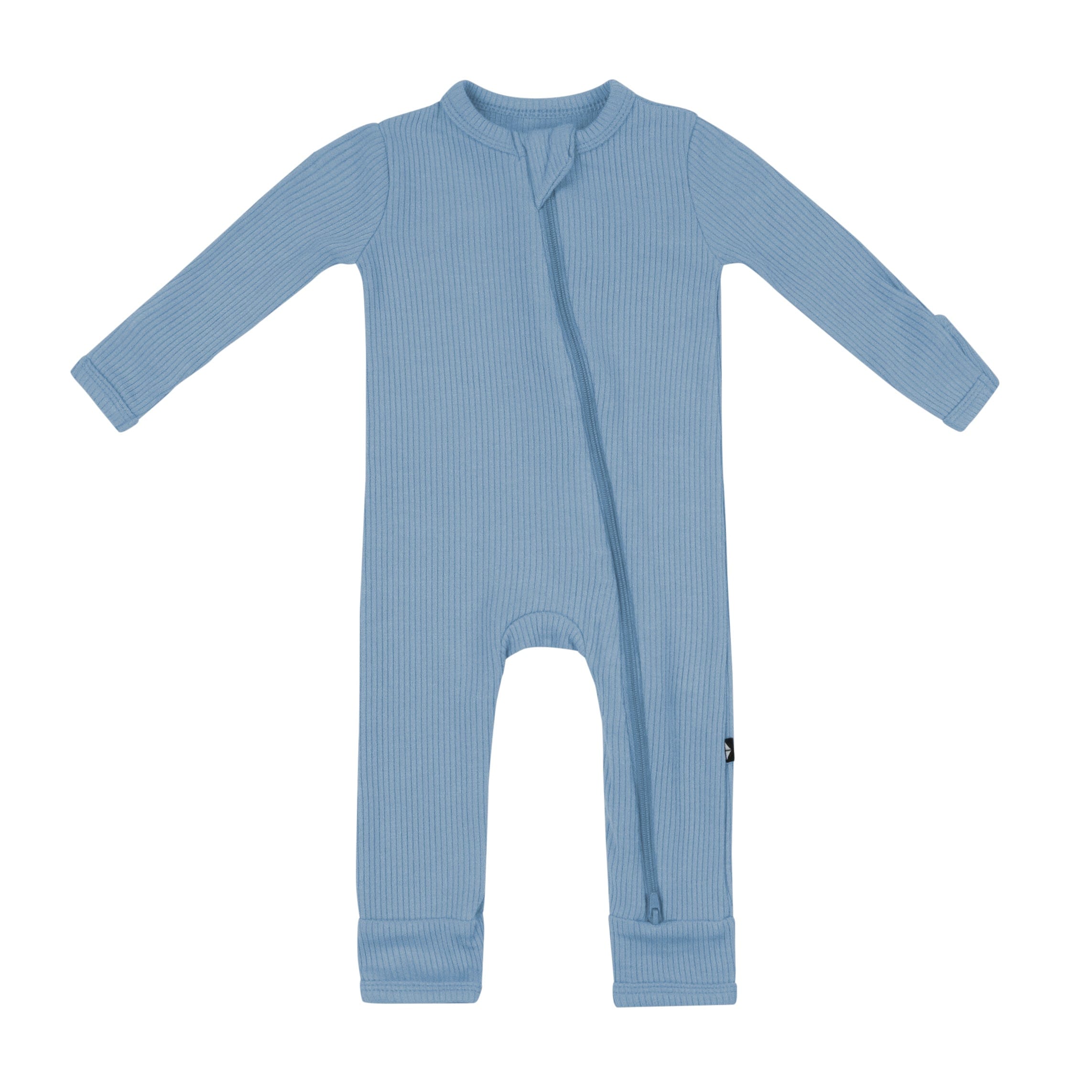 Ribbed Zipper Romper in Slate - Image 2