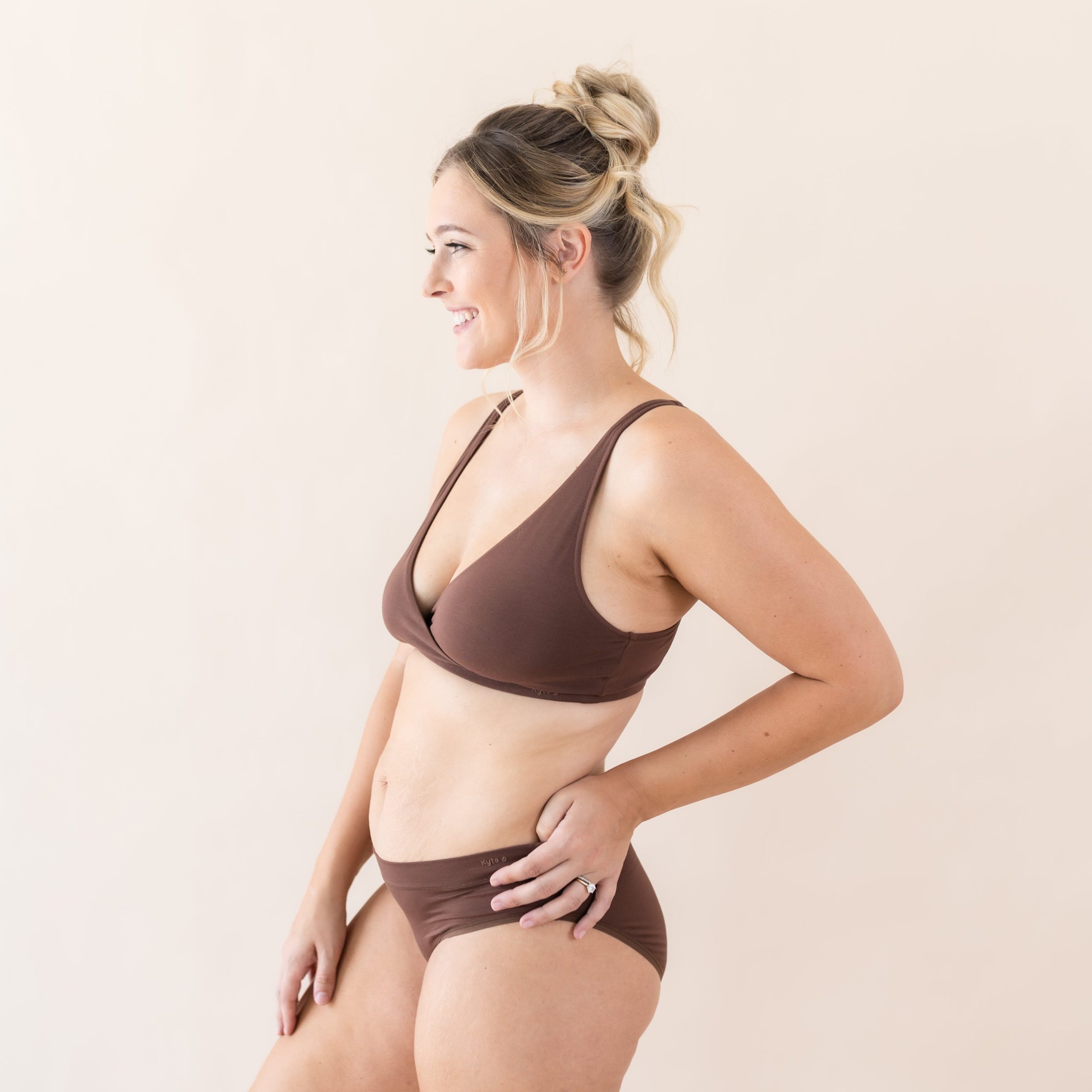 Women's Cross Front Bralette in Toffee - Image 3