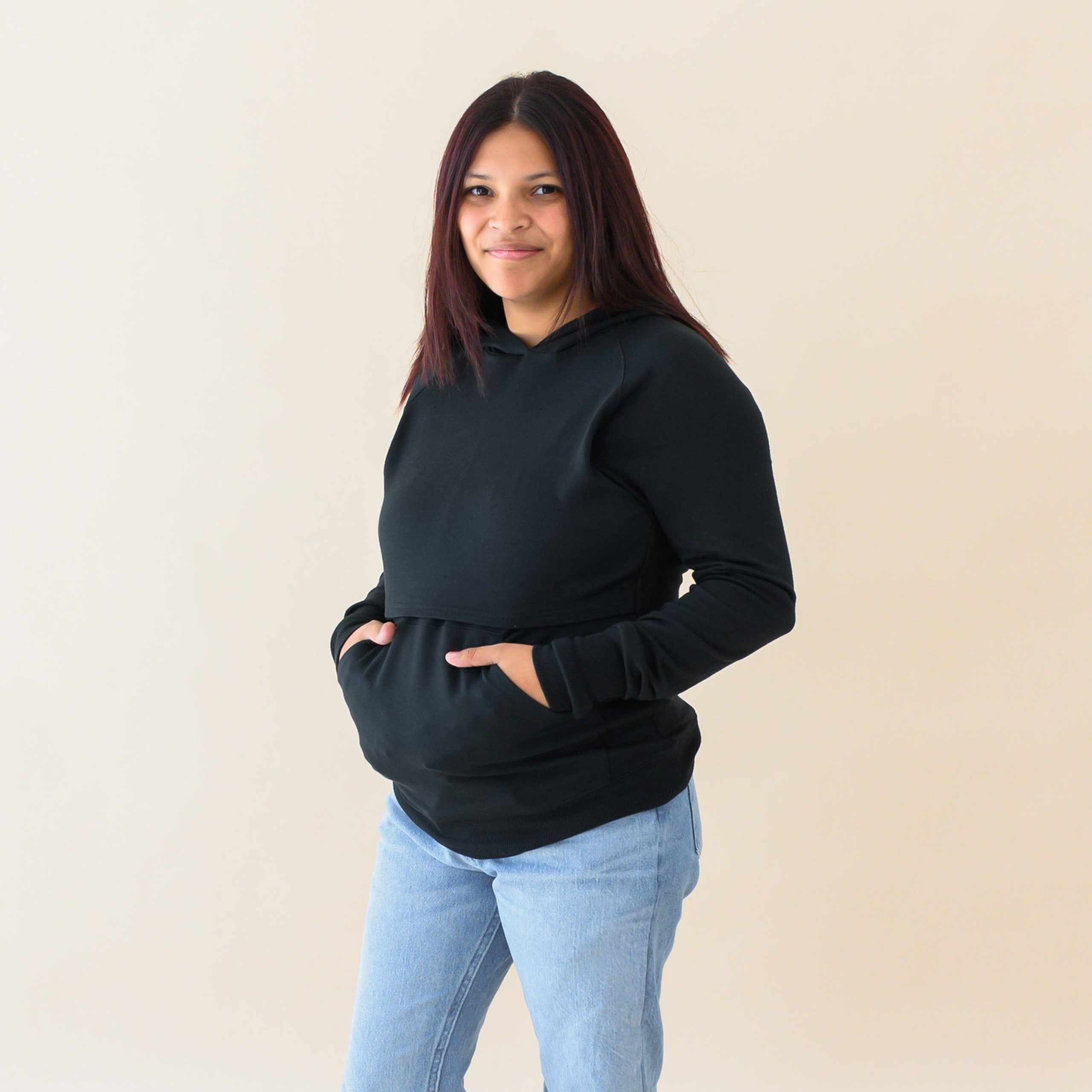 Women's French Terry Nursing Hoodie in Midnight - Image 2