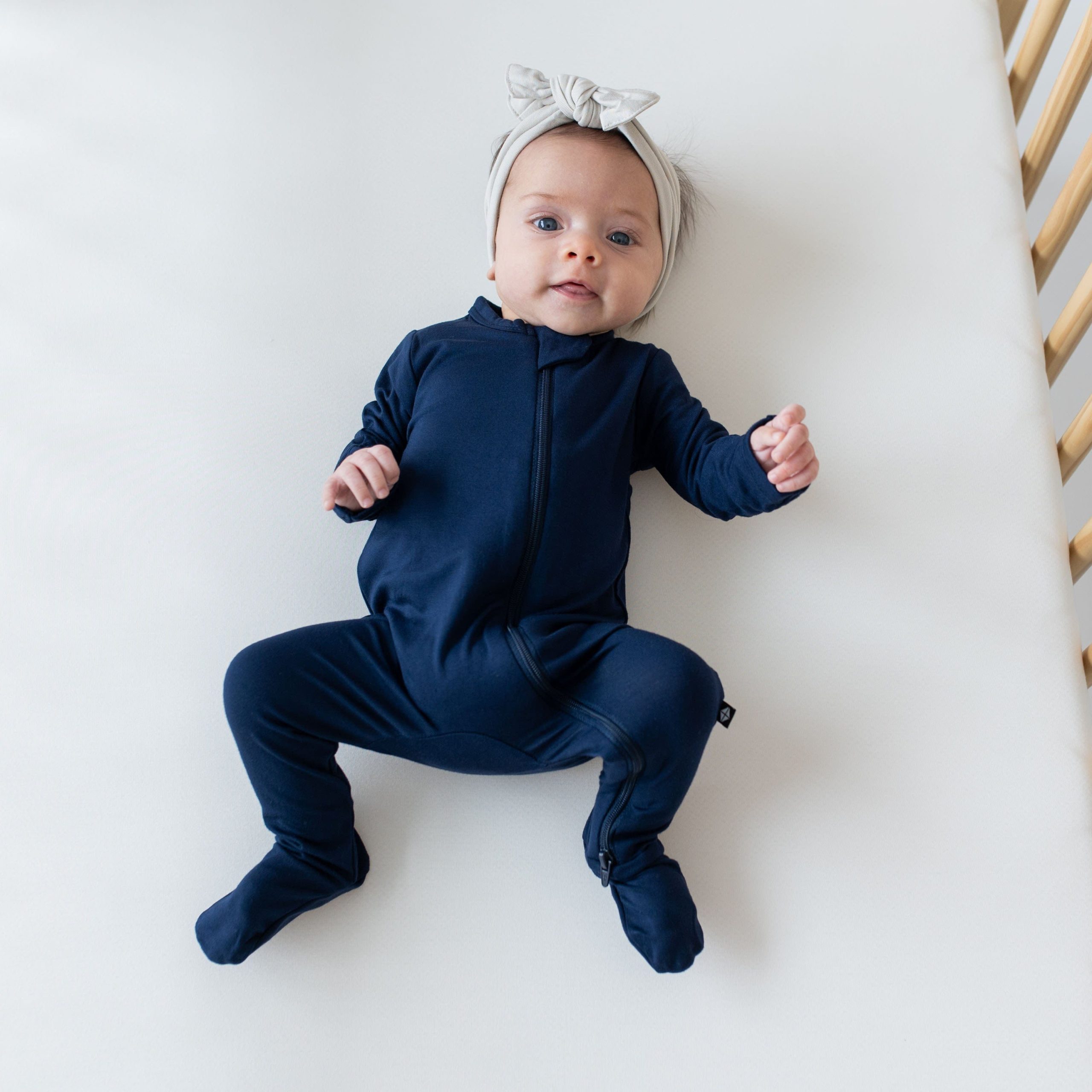 Zippered Footie in Navy - Image 4