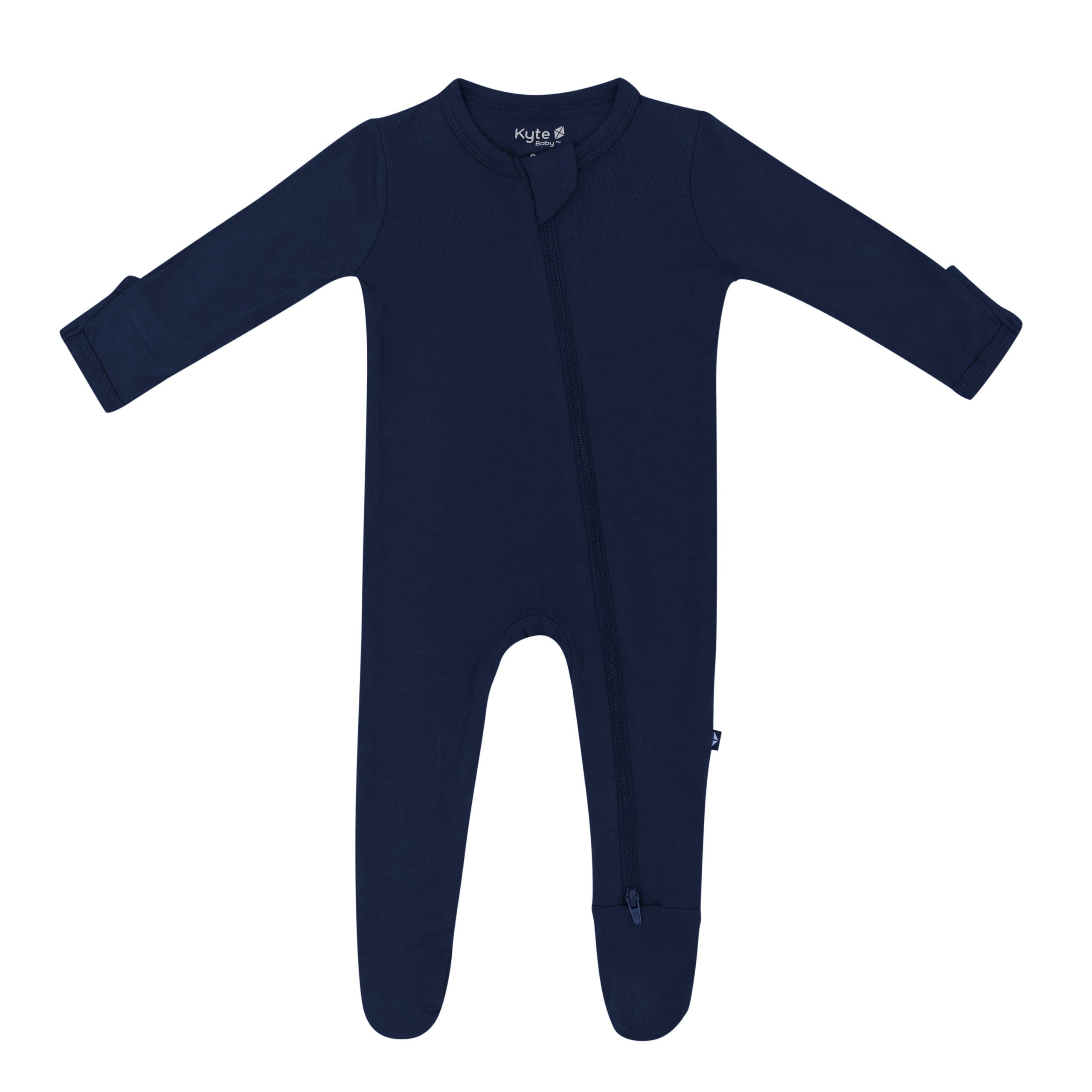 Zippered Footie in Navy - Image 2