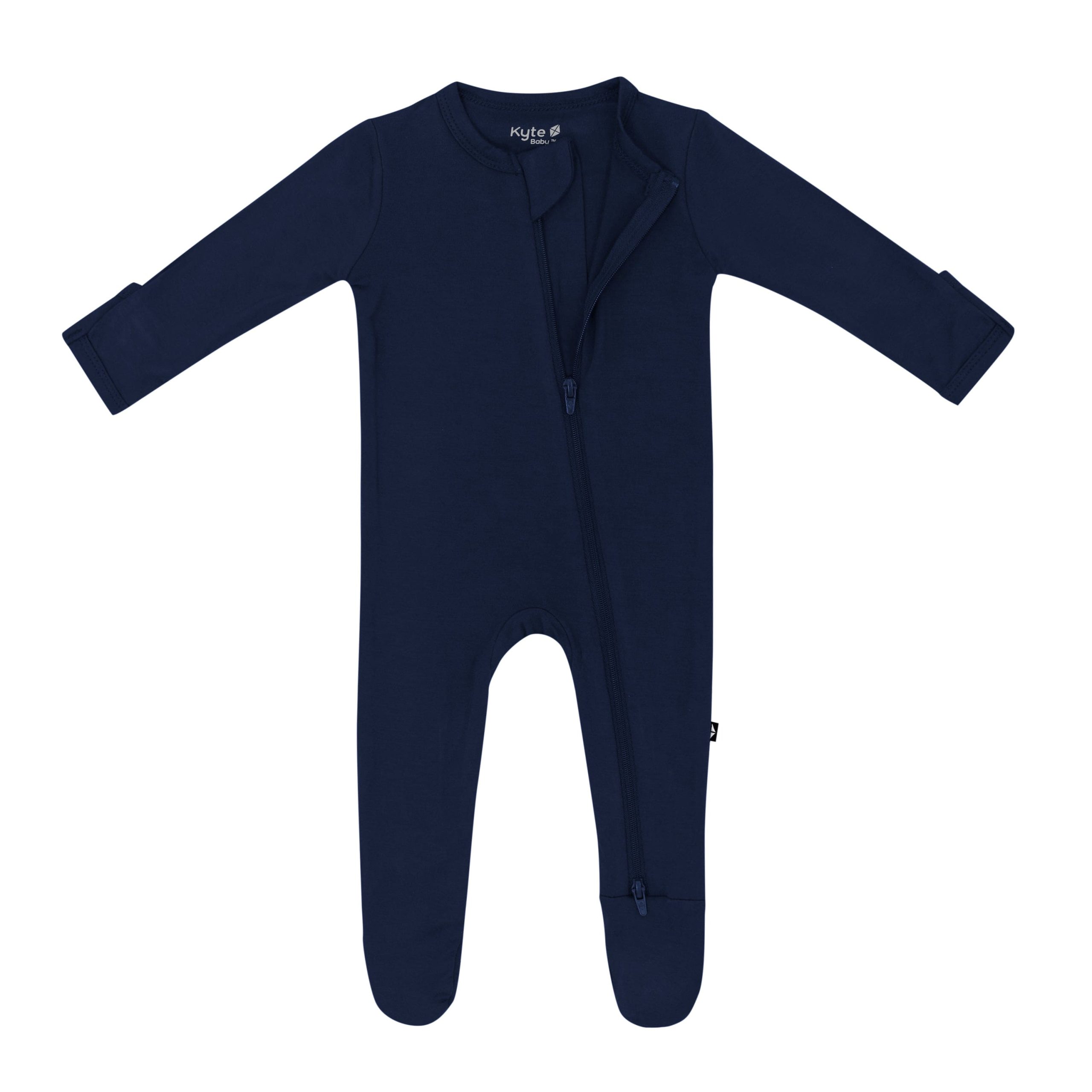 Zippered Footie in Navy - Image 5
