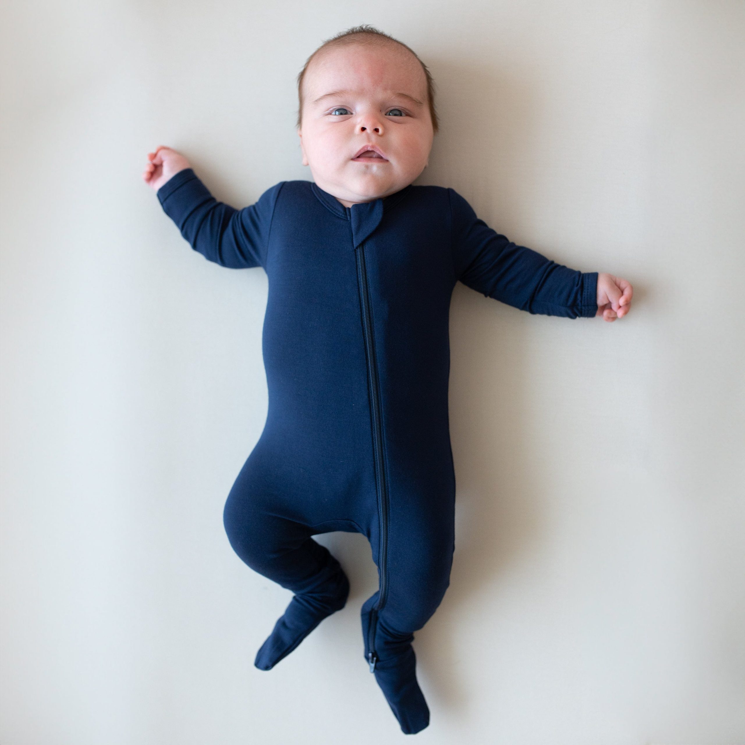 Zippered Footie in Navy - Image 3