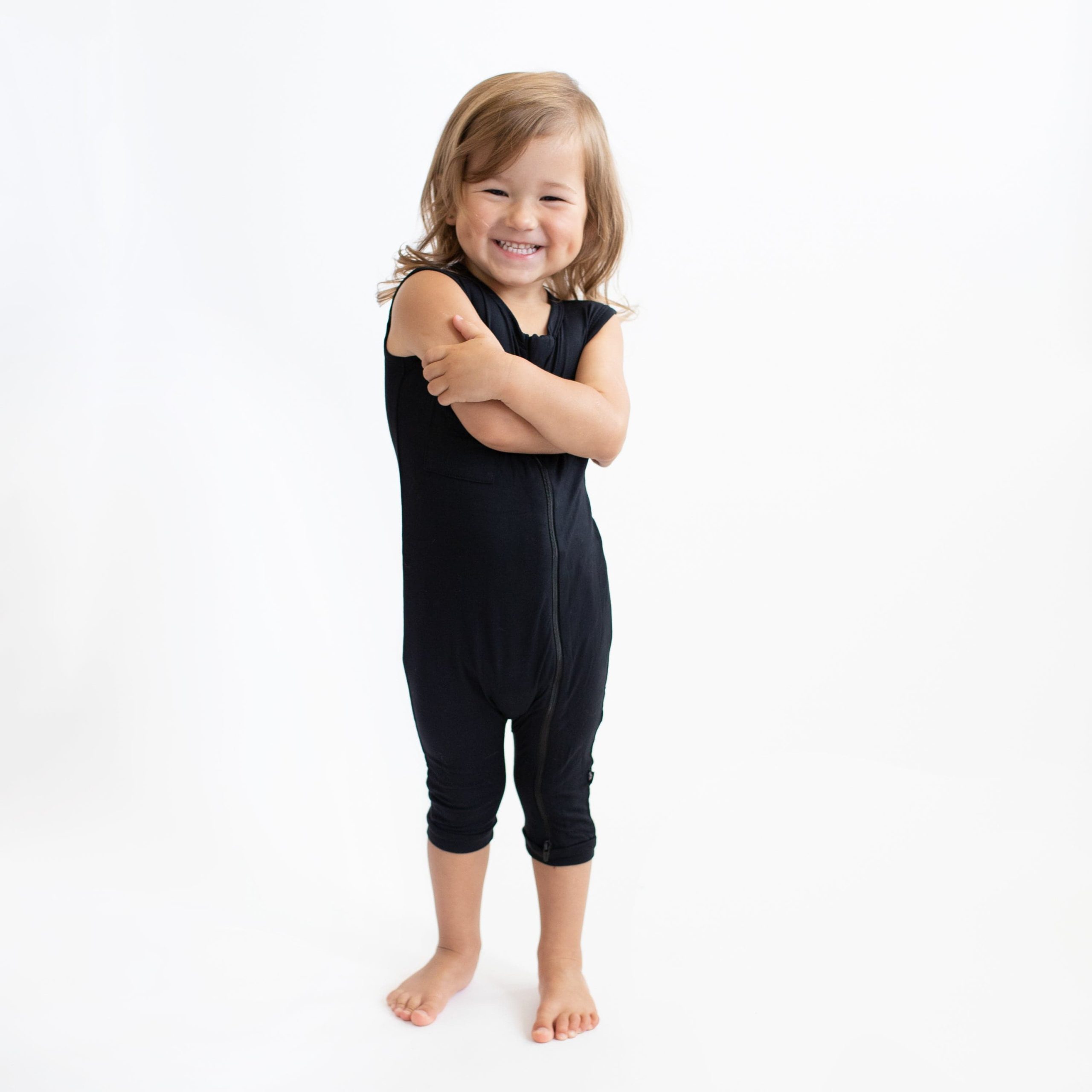Zippered Sleeveless Romper in Midnight - Image 3